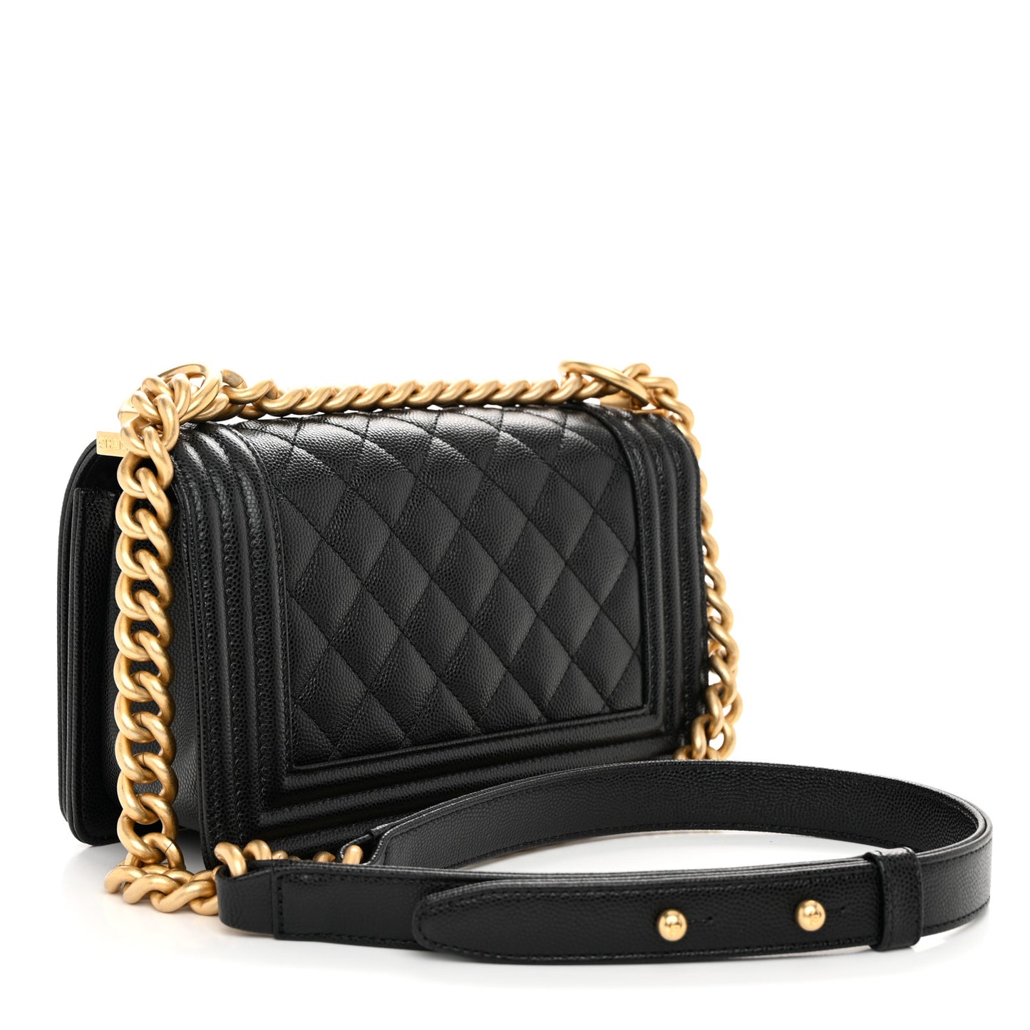 Caviar Quilted Small Boy Flap Black