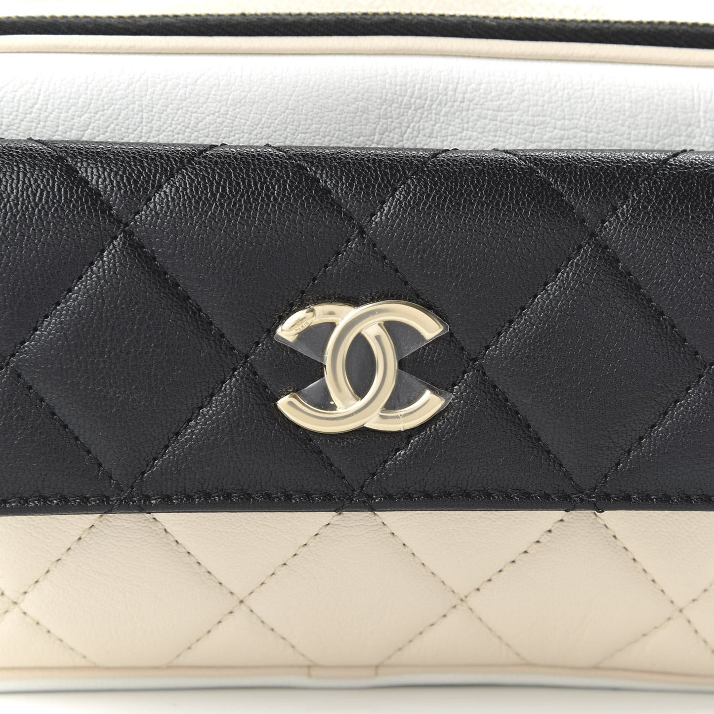 Goatskin Quilted Waist Bag Beige White Black