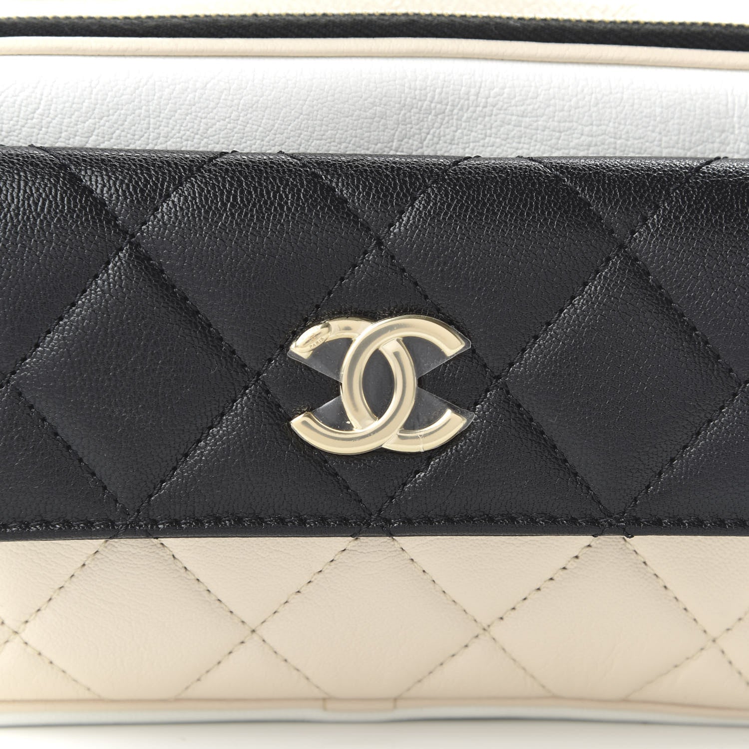 Chanel Goatskin Quilted Waist Bag Beige White Black 10 of 10