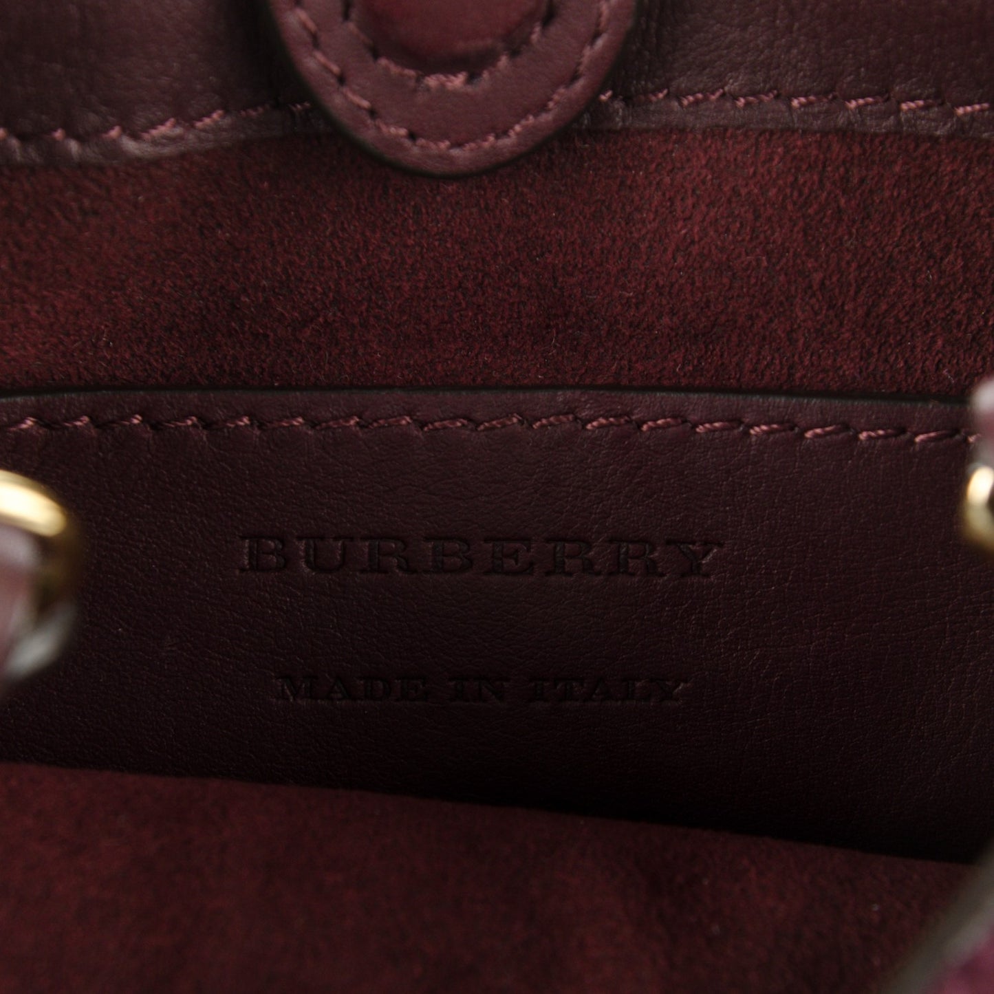 Suede Fringe House Check Baby Bucket Bag Elderberry