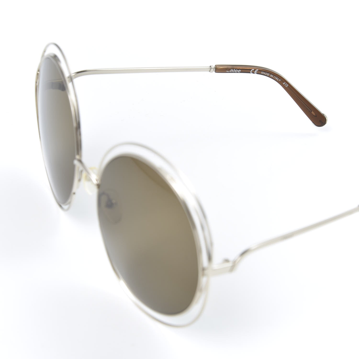 Chloe Oversize Round Carlina Oversized Round Sunglasses CE114S Silver Brown 5 of 7