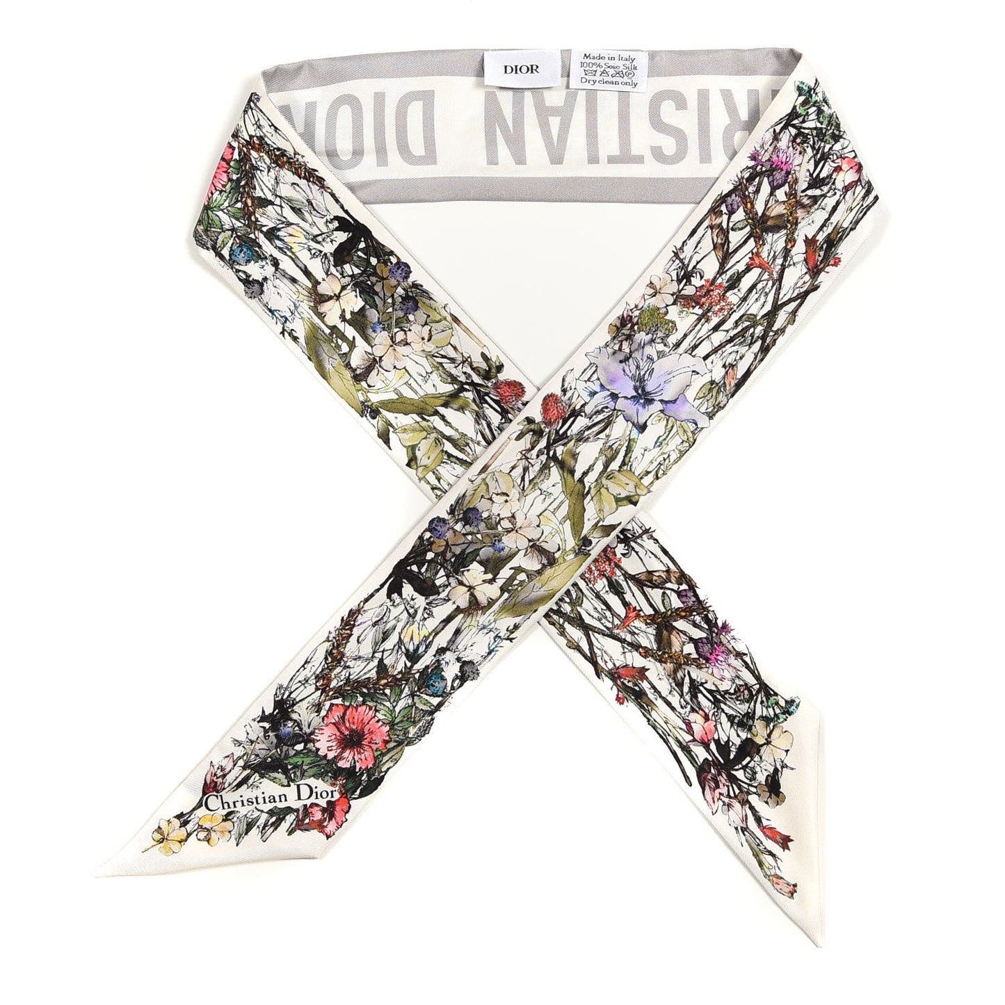Silk Mille Fleurs Mitzah Scarf White