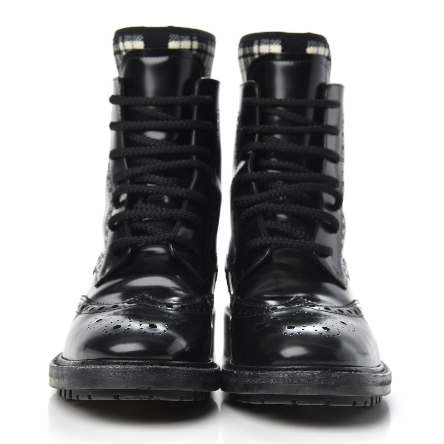 Christian Dior Calfskin Tartan D-Order Low Boot 36 Black White 2 of 9