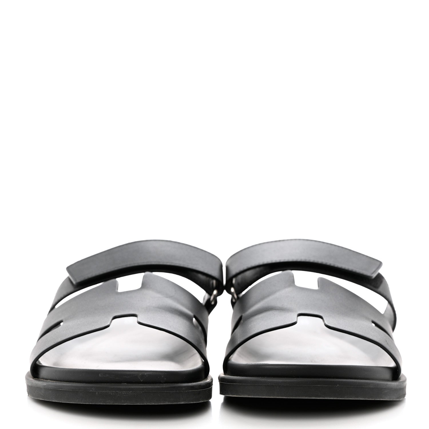 Hermes Calfskin Mens Chypre Sandals 44 Black 2 of 11