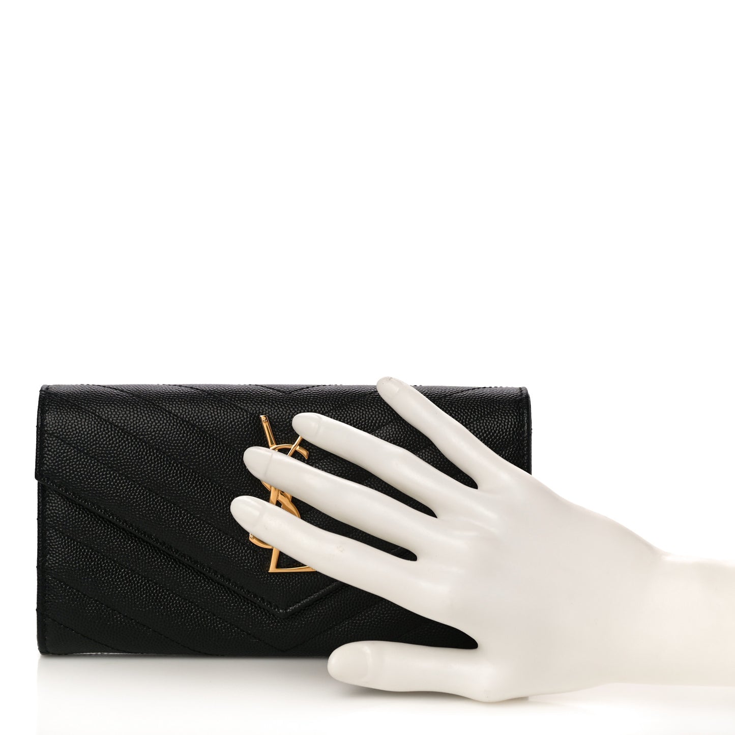 Grain De Poudre Matelasse Chevron Monogram Flap Wallet Black
