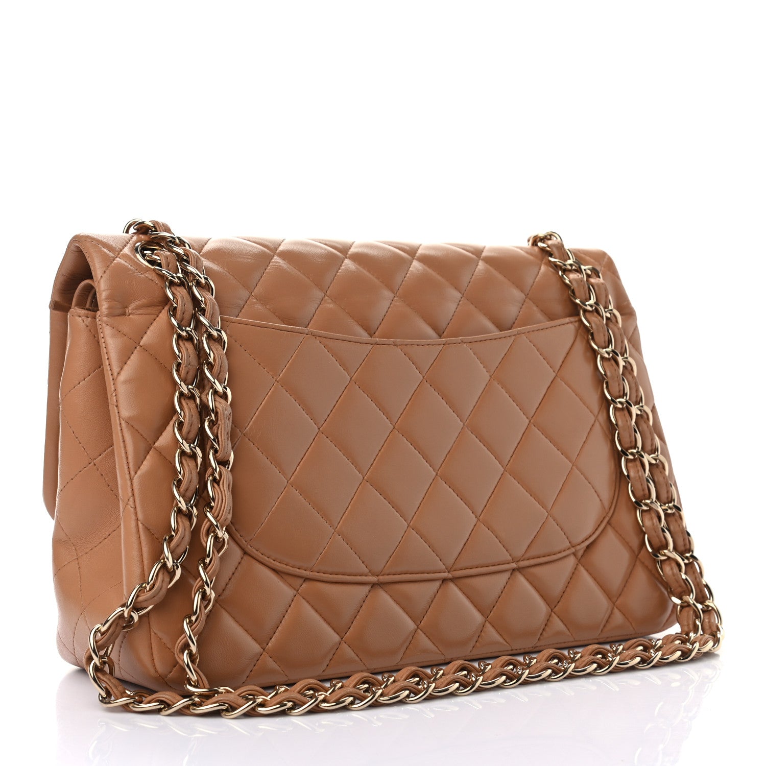 Chanel Lambskin Quilted Jumbo Double Flap Dark Beige 2 of 8
