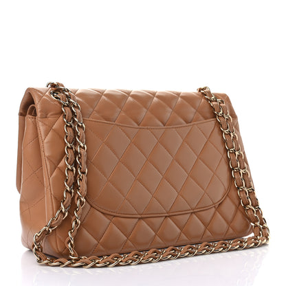 Chanel Lambskin Quilted Jumbo Double Flap Dark Beige 2 of 8