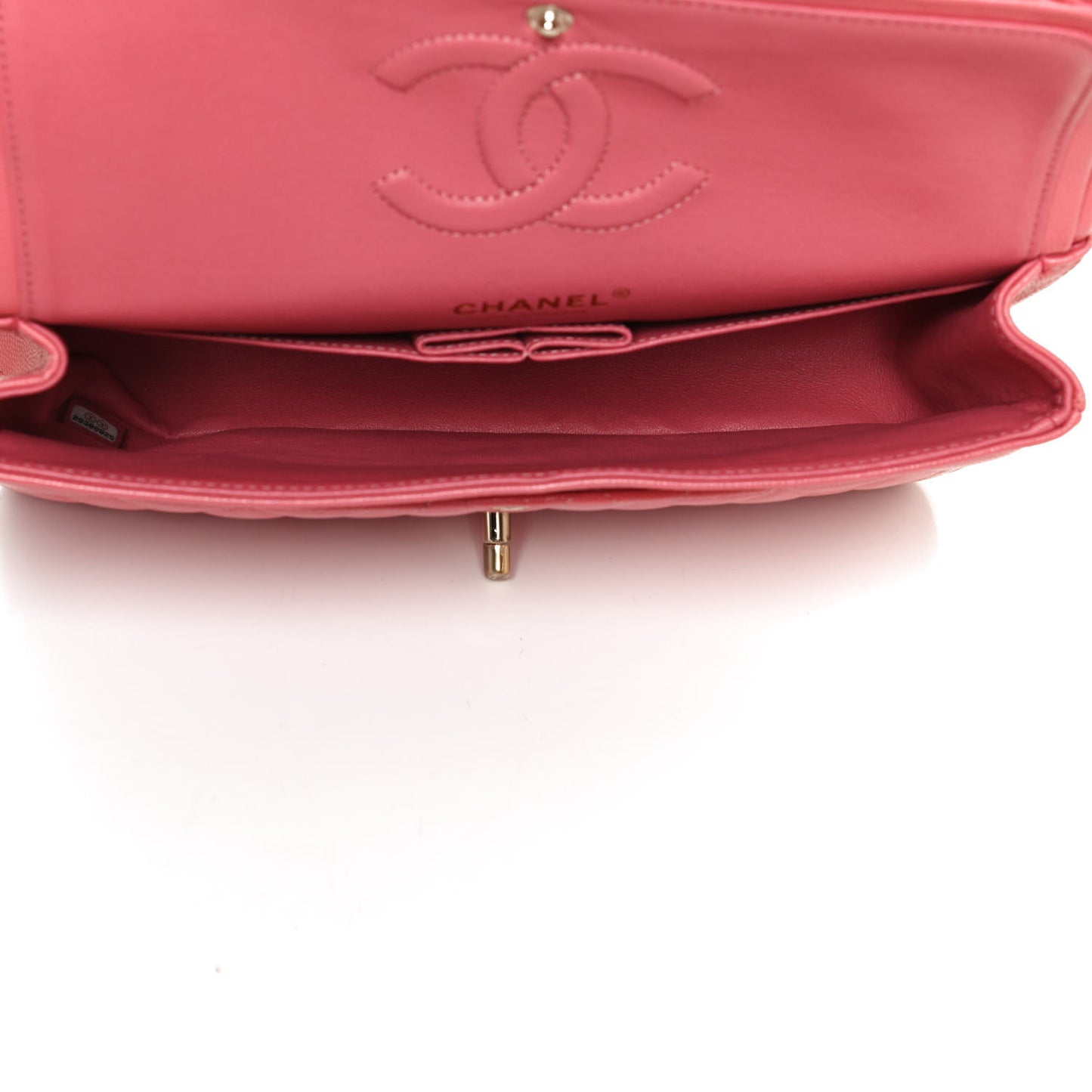 Metallic Caviar Quilted Medium Double Flap Pink