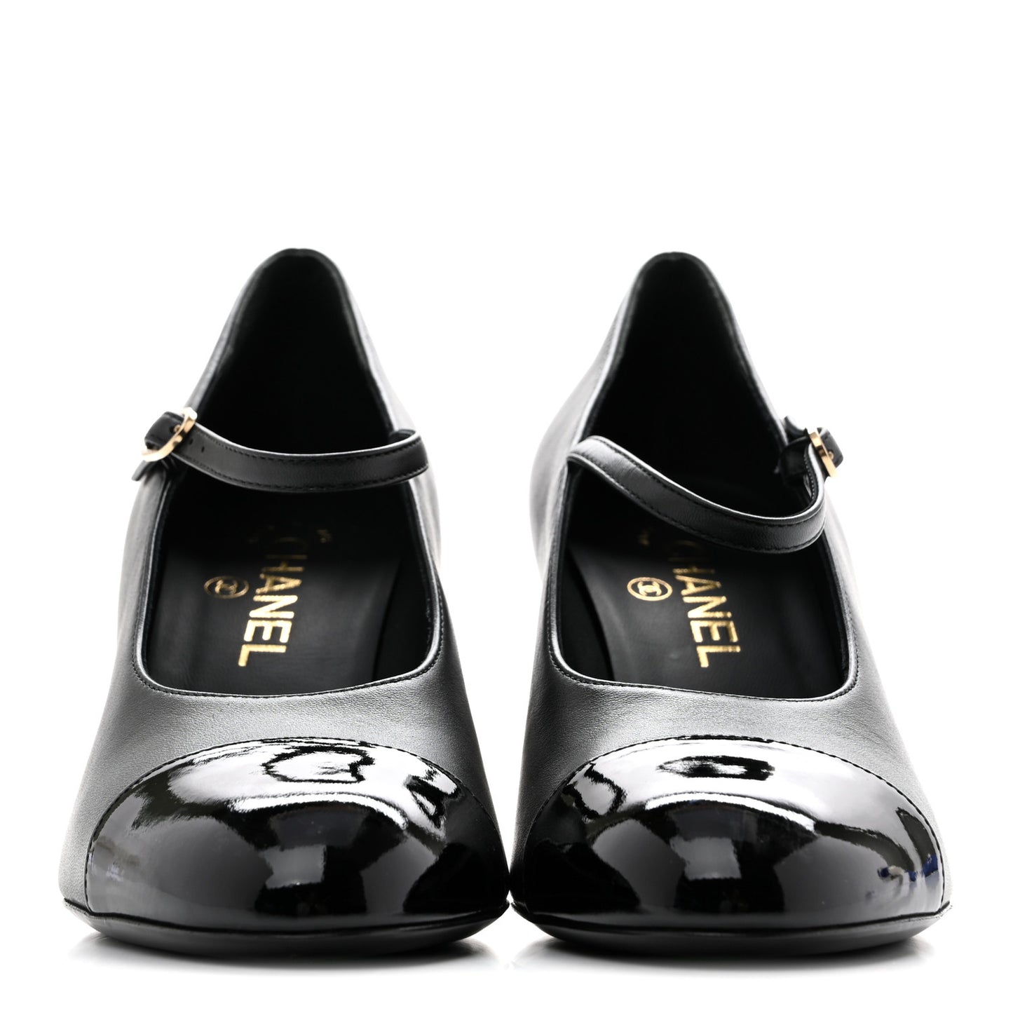 Lambskin Patent Cap Toe Pearl Ball Mary Janes 39 Black