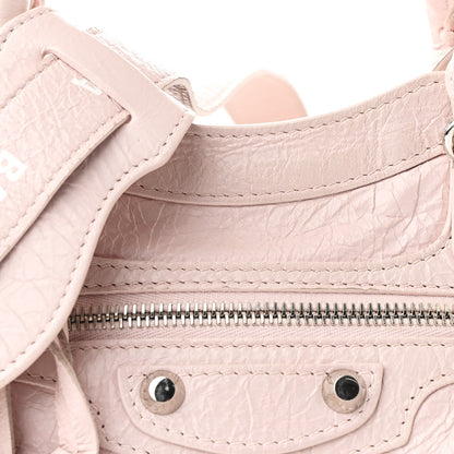Balenciaga Agneau Classic Silver Hardware Mini City Logo Strap Light Rose White 10 of 13