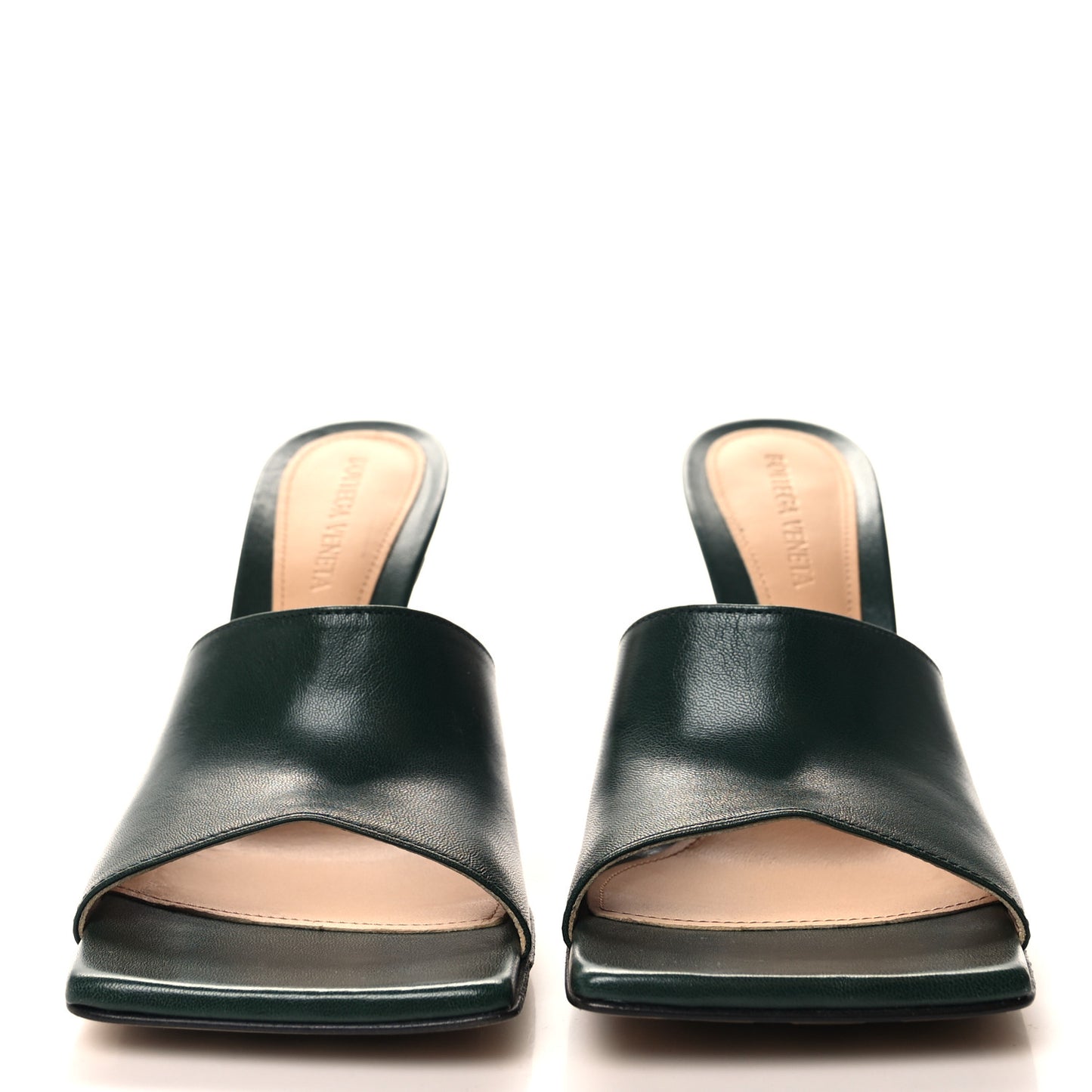 Lambskin Stretch Mule Sandals 38 Pine Green