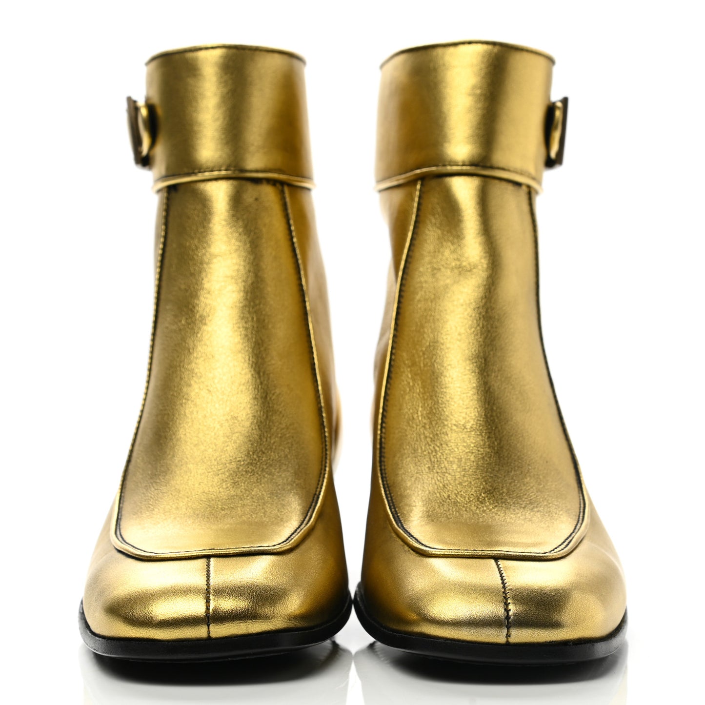 Patent Calfskin Miles 30 Ankle Boots 41 Gold