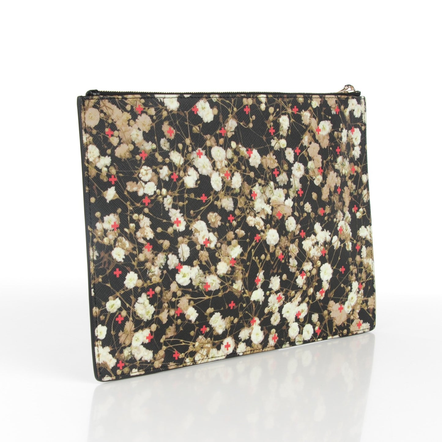 Canvas Baby's Breath Print Medium Zip Pouch