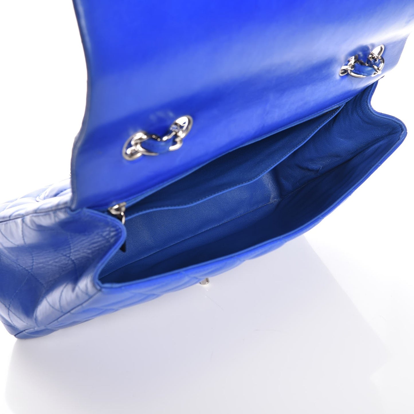 Lambskin Quilted Jumbo Single Flap Blue