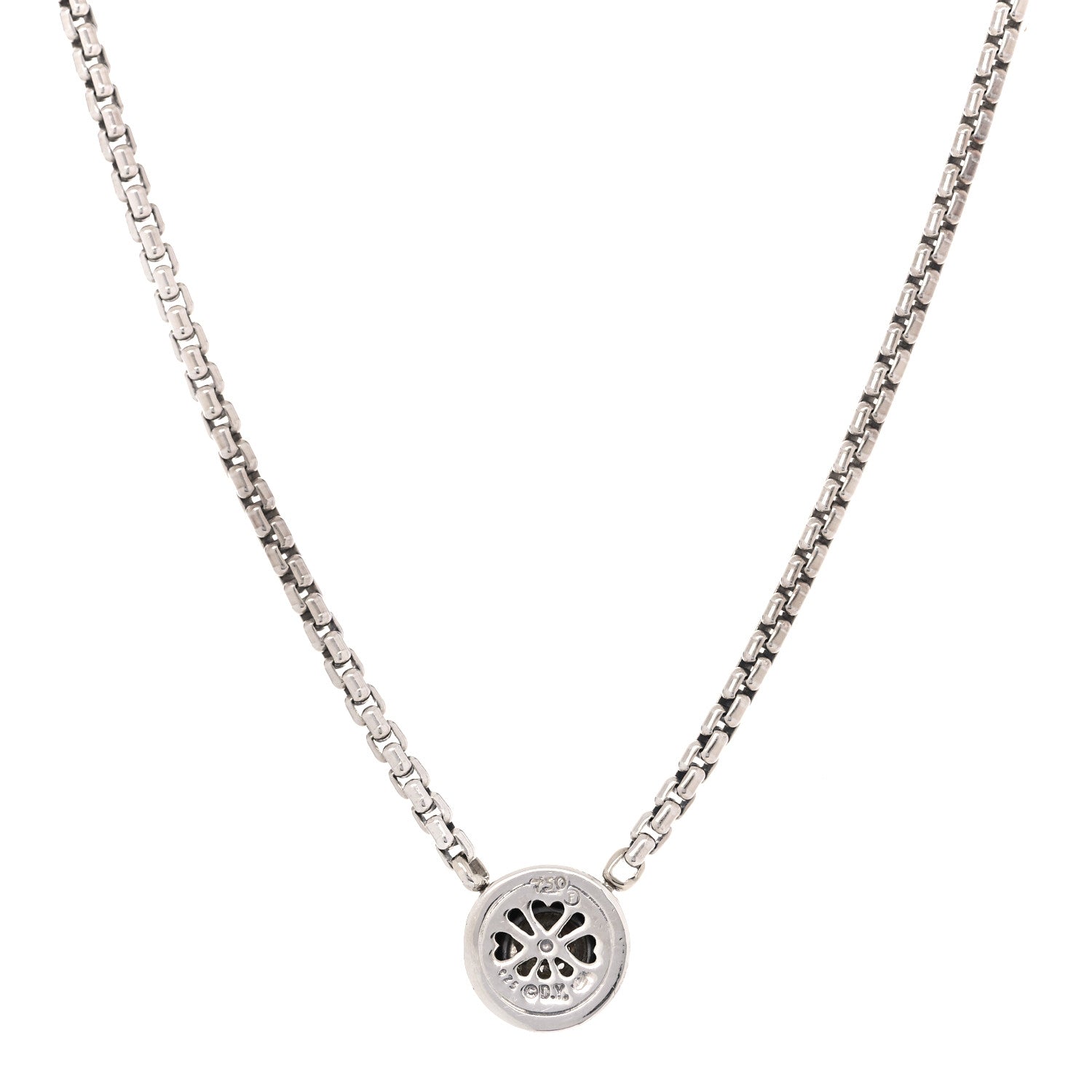David Yurman Sterling Silver 18K Yellow Gold Diamond 12mm Pave Cookie Necklace 3 of 5