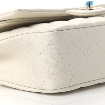 Chanel Caviar Quilted Medium Double Flap White 8 of 10