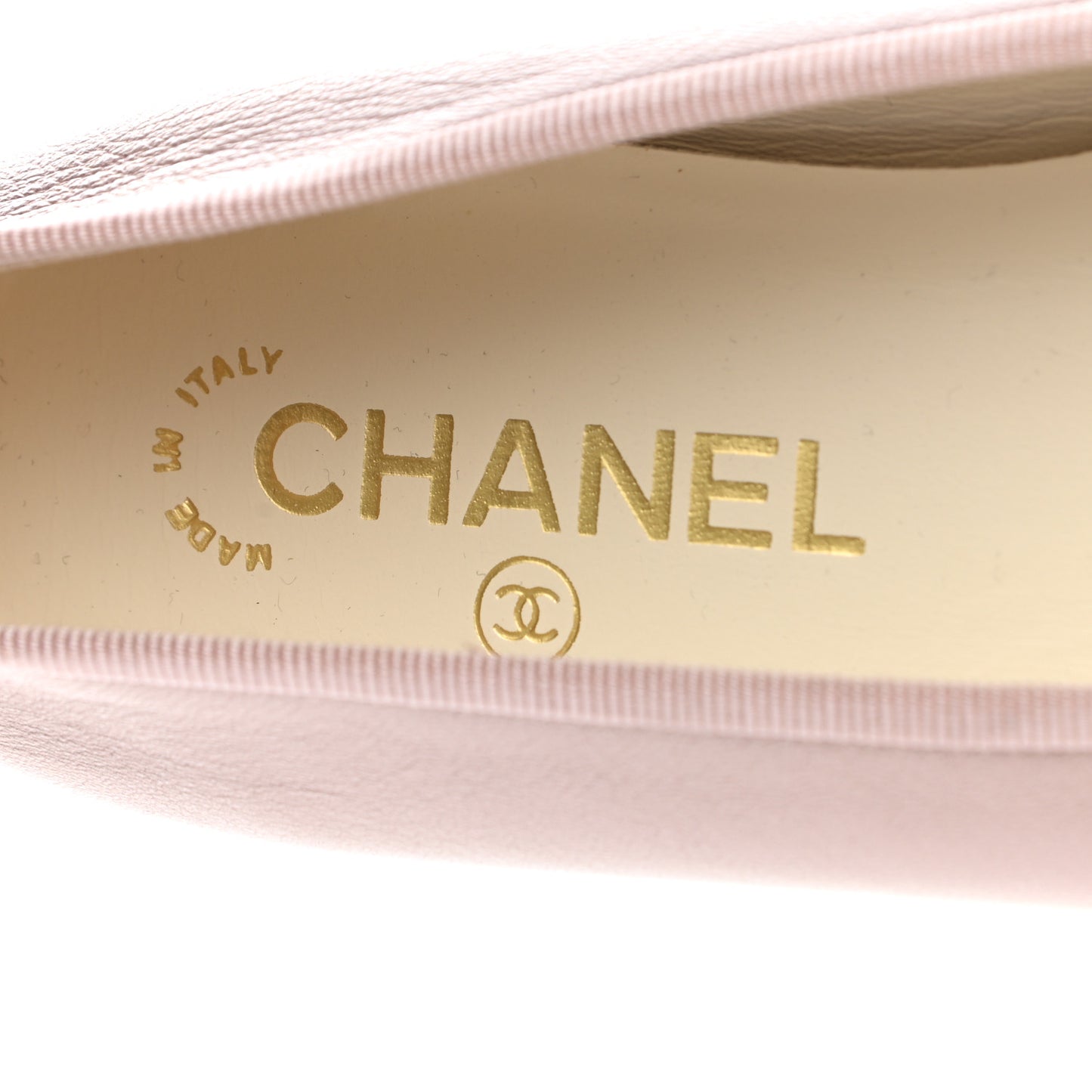 Lambskin Grosgrain Cap Toe CC Ballerina Flats 39.5 Pink Black