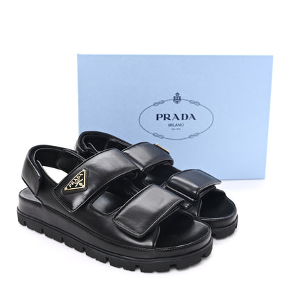 Prada Nappa Quilted Padded Slingback Sandals 37 Black 9 of 10