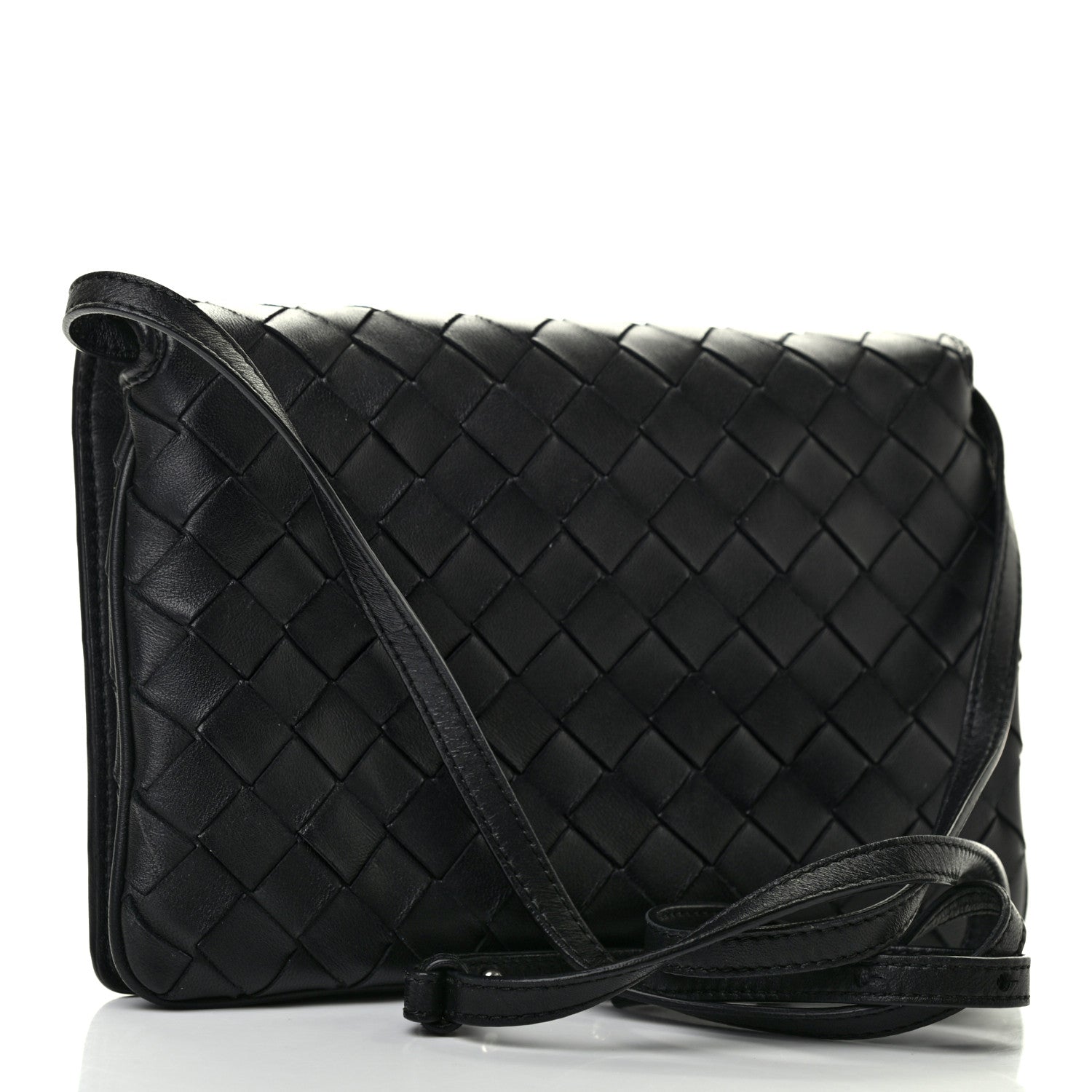 Bottega Veneta Nappa Intrecciato Crossbody Messenger Flap Black 3 of 10