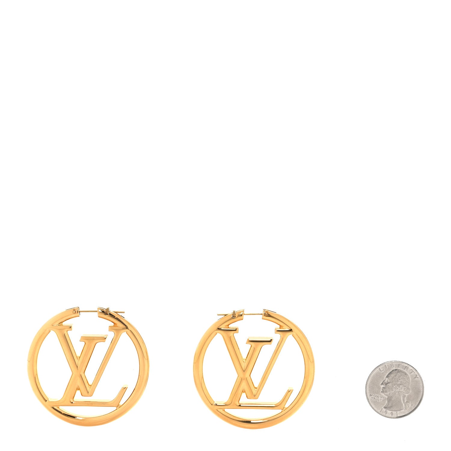 Louis Vuitton Metal Louise Hoop Earrings Gold 2 of 4