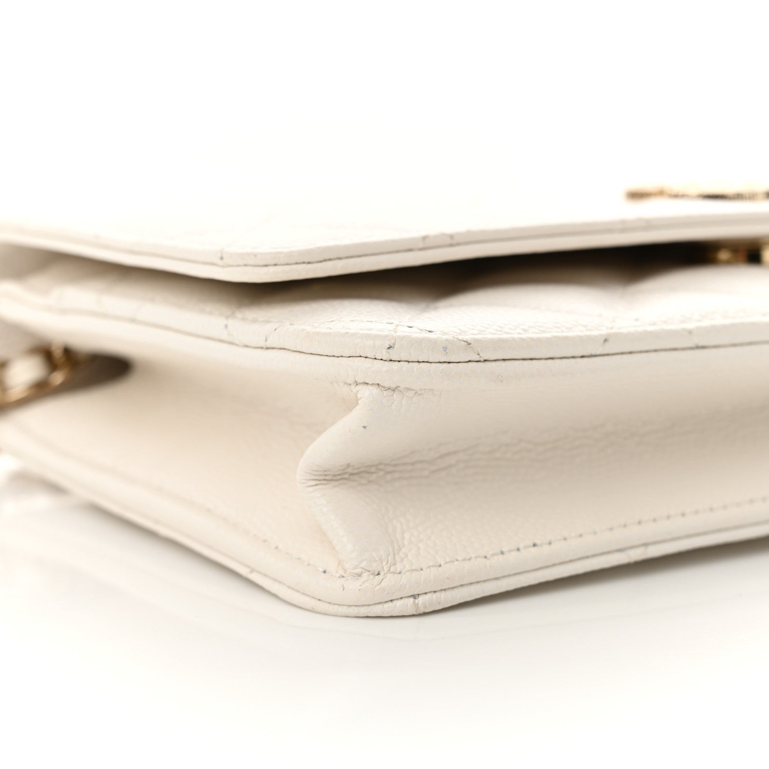 Chanel Caviar Quilted Crystal Heart CC Wallet On Chain WOC White 10 of 12