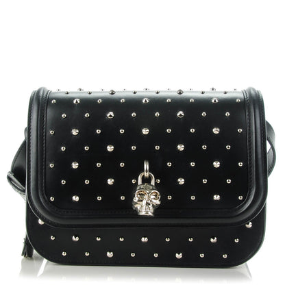 Alexander McQueen Calfskin Studded Small Padlock Crossbody Bag Black 1 of 7