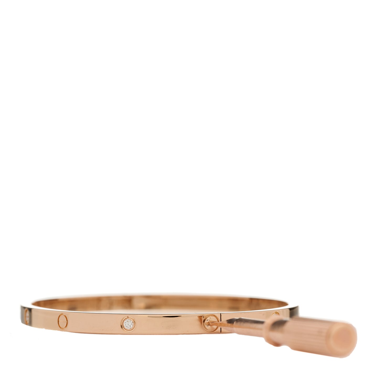 18K Pink Gold 6 Diamond Small LOVE Bracelet 17
