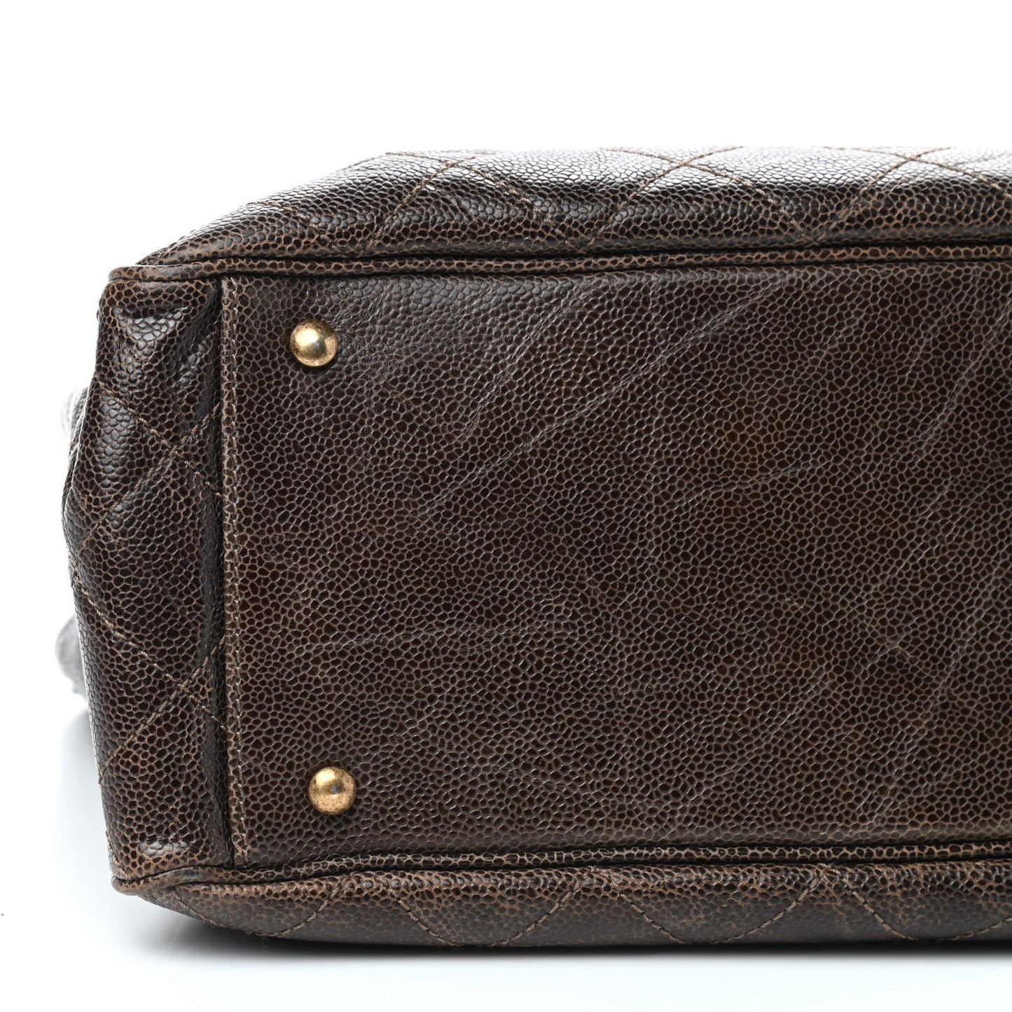Glazed Caviar Quilted Small Shiva Tote Dark Brown