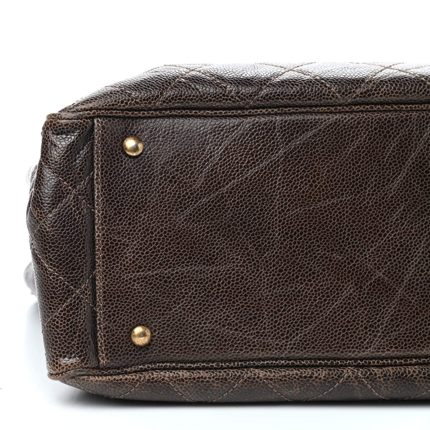 Chanel Glazed Caviar Quilted Small Shiva Tote Dark Brown 5 of 8
