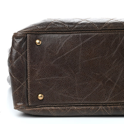 Chanel Glazed Caviar Quilted Small Shiva Tote Dark Brown 5 of 8