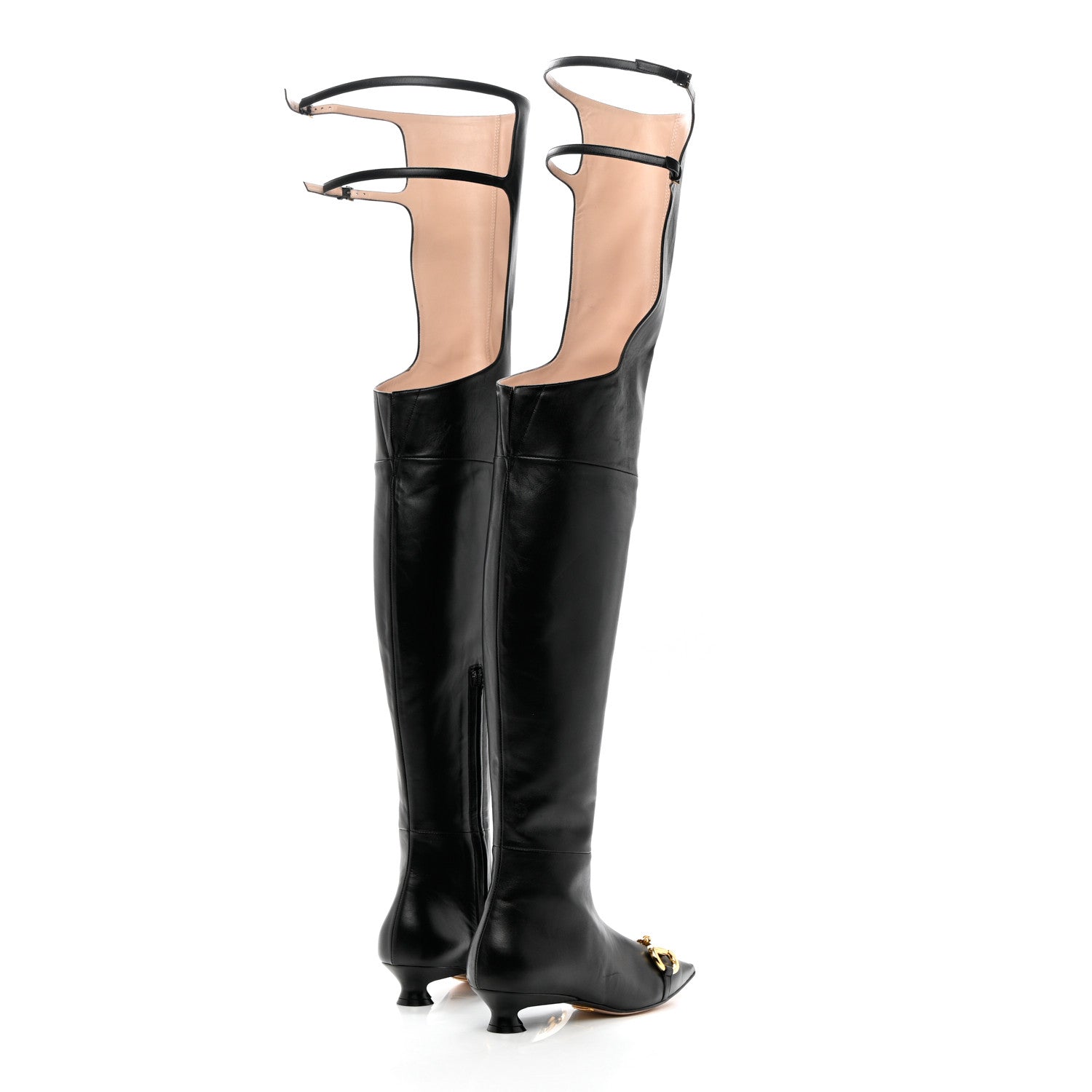 Gucci Nappa Horsebit Over The Knee Boots 35 Black 4 of 15