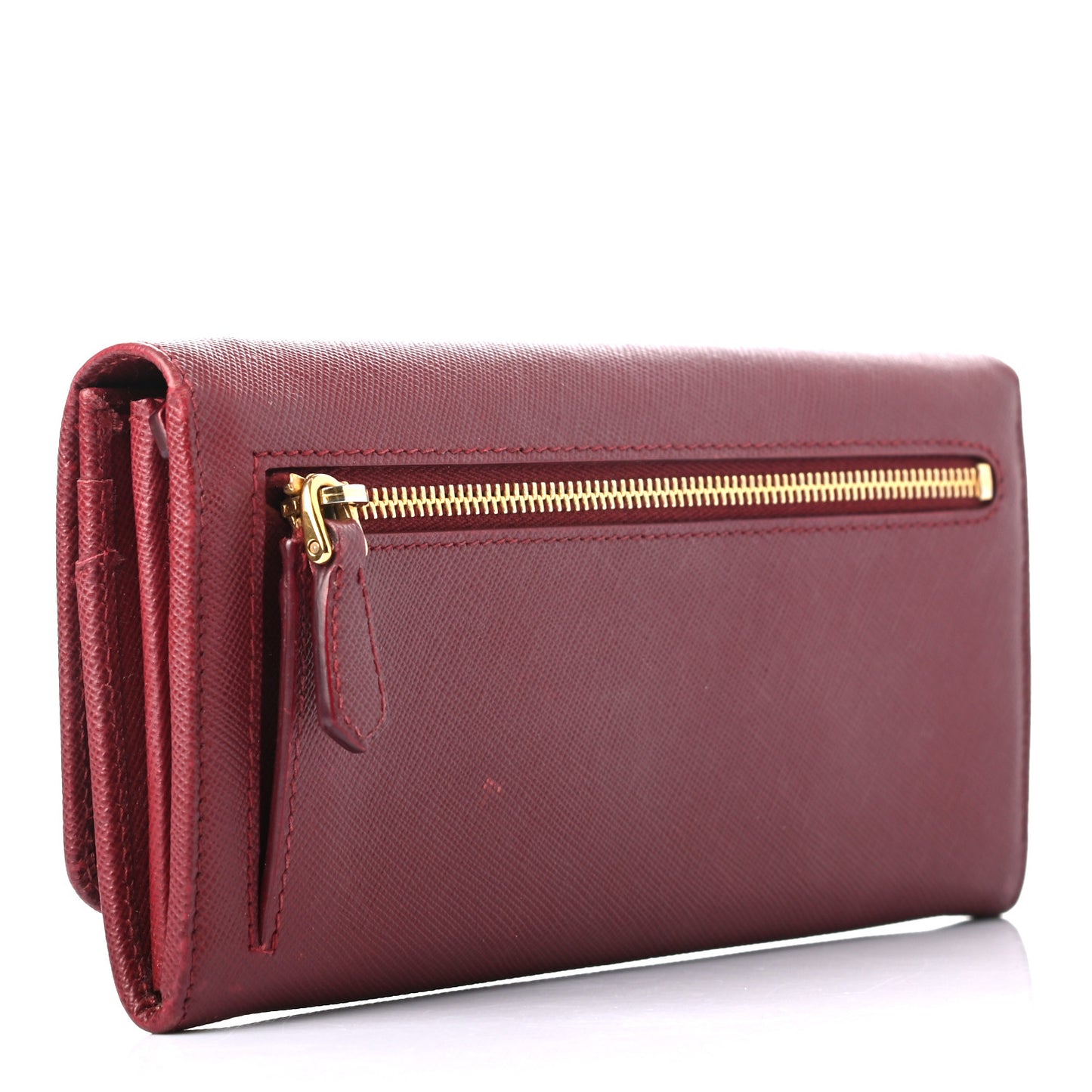 Saffiano Metal Continental Flap Wallet Fuoco