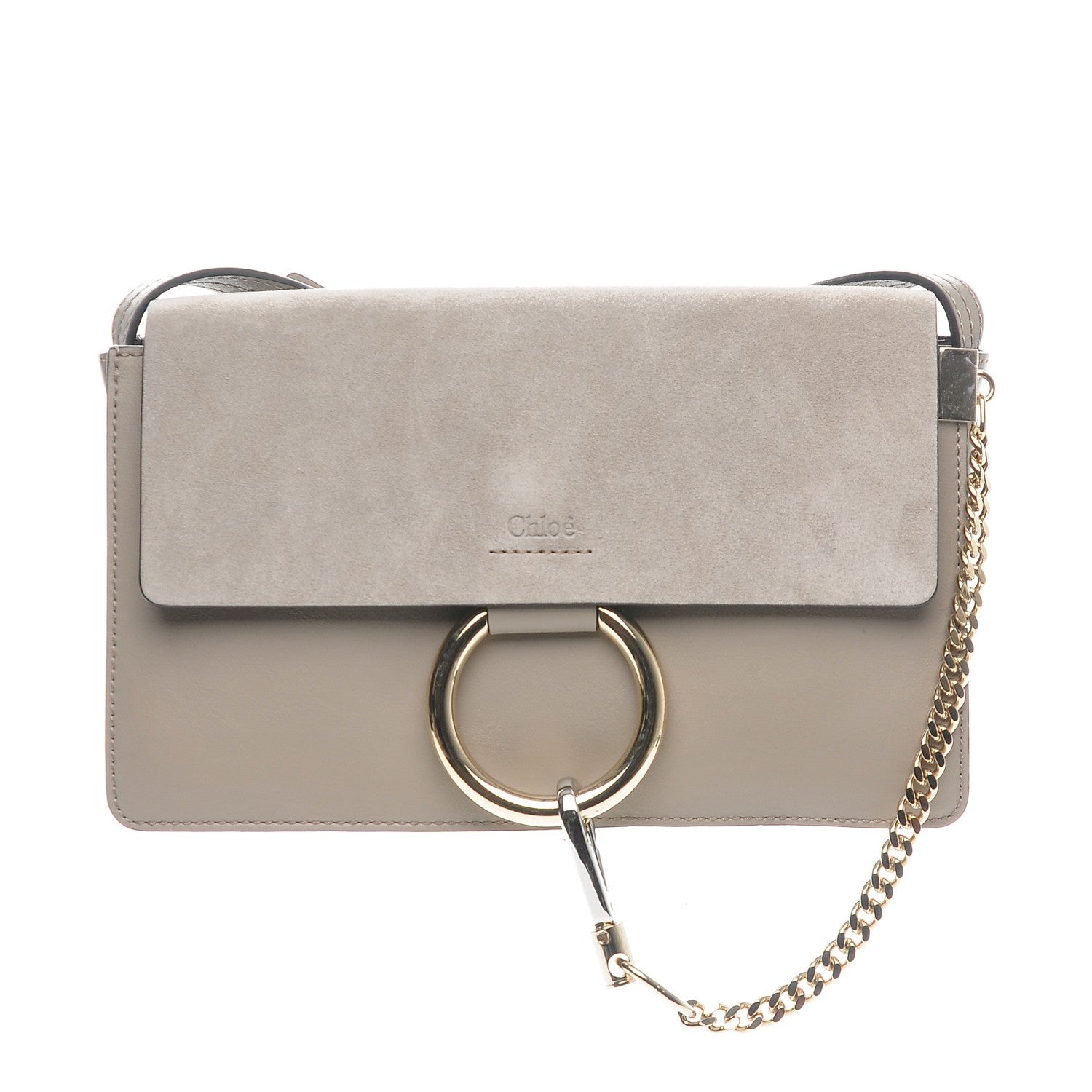Chloe Suede Calfskin Small Faye Shoulder Bag Motty Grey 1 of 7