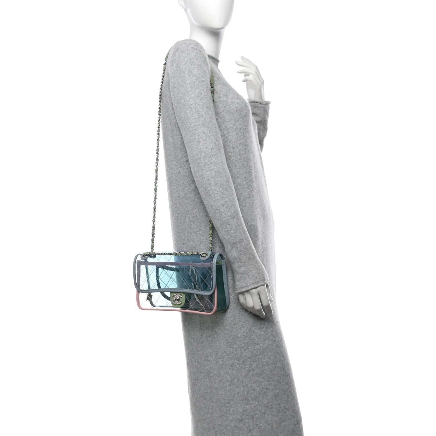 Chanel Lambskin PVC Quilted Medium Coco Splash Flap Blue Green 3 of 11