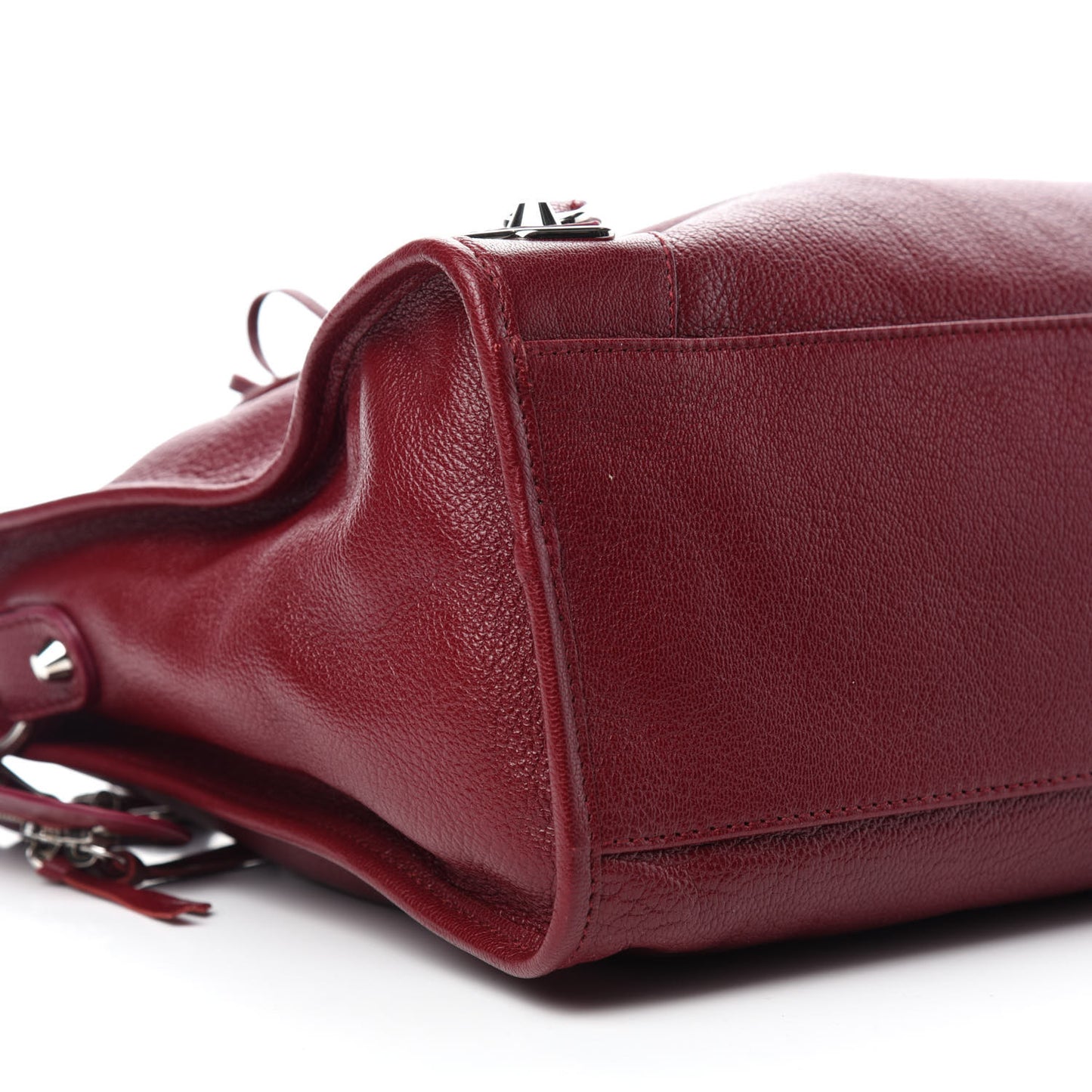 Chevre Silver Metallic Edge Hardware City Rouge Lie De Vin