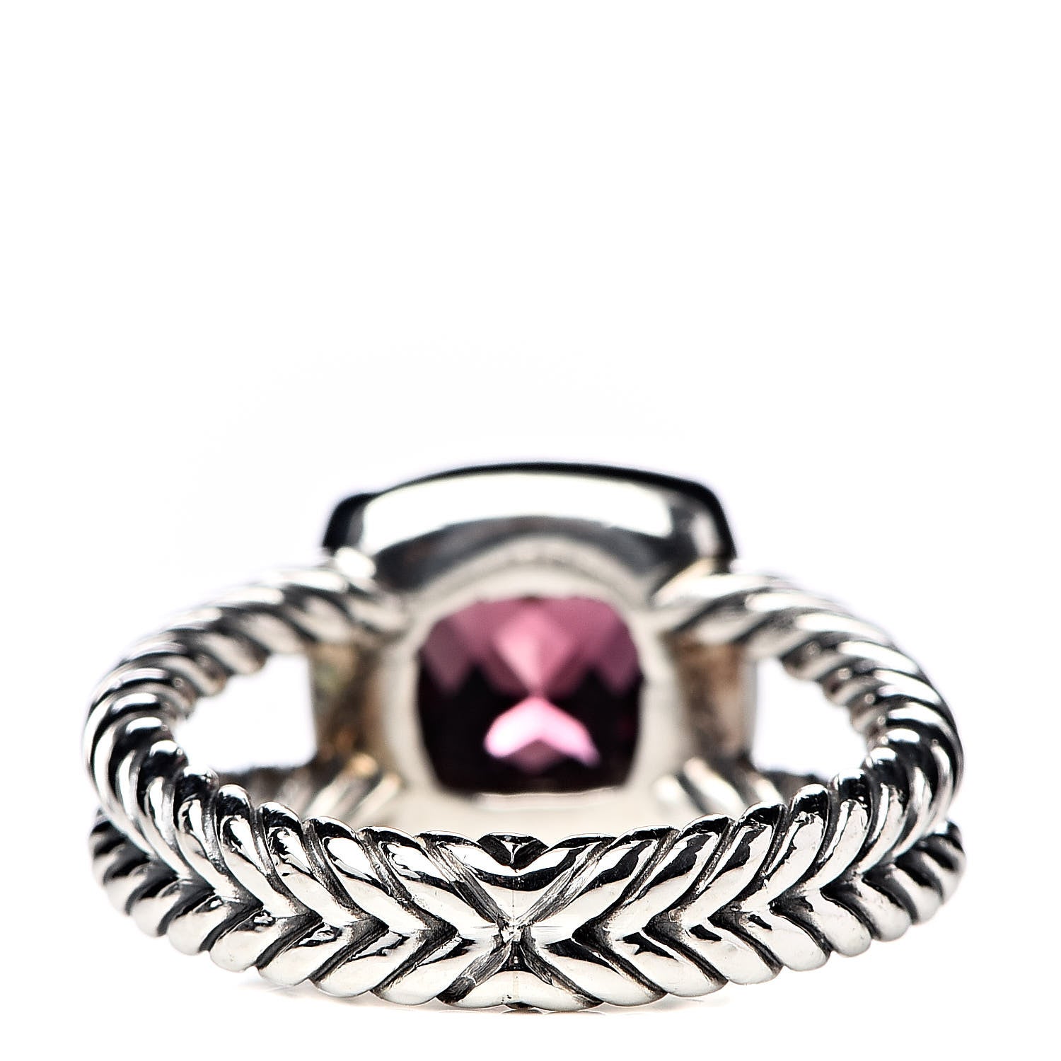 David Yurman Sterling Silver Diamond Garnet 7mm Petite Albion Ring 50 5.5 3 of 4