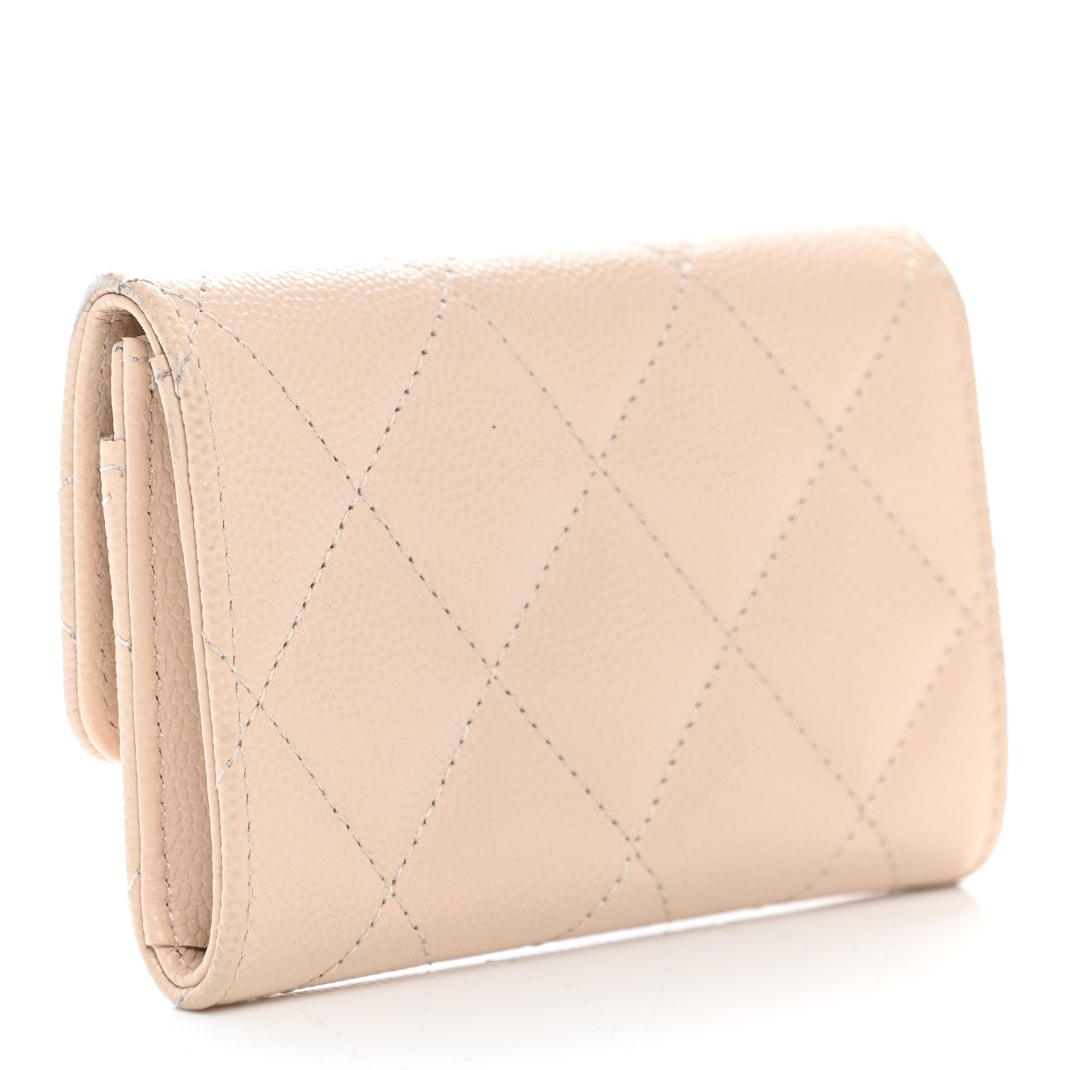Chanel Caviar Pearl Quilted Coco Candy Flap Card Holder Beige 4 of 10