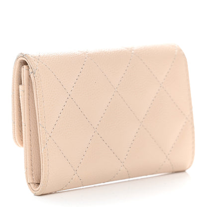 Chanel Caviar Pearl Quilted Coco Candy Flap Card Holder Beige 4 of 10