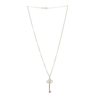 Tiffany 18K Yellow Gold Diamond Crown Key Pendant Necklace 3 of 9