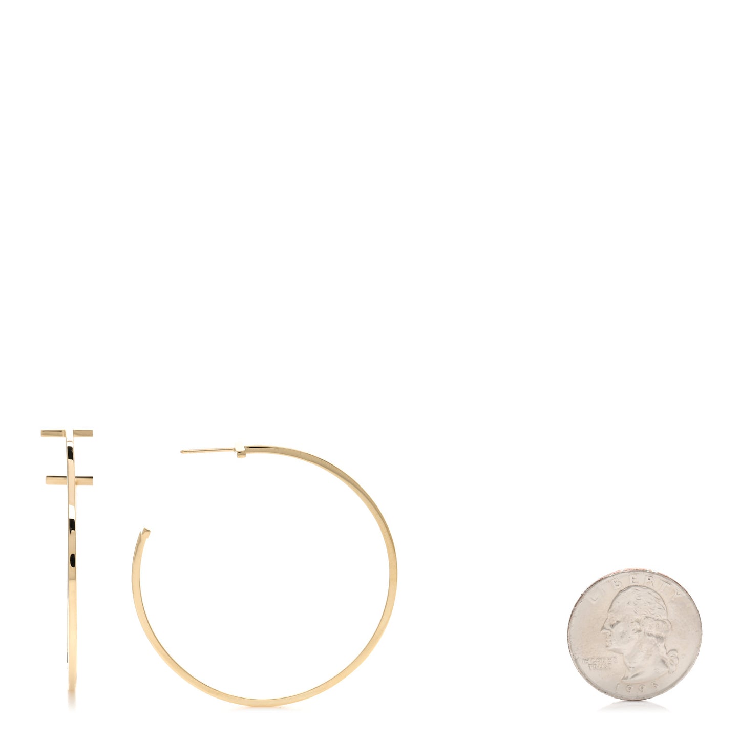 18K Yellow Gold Extra Large T Wire Hoop Earrings