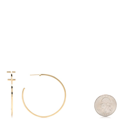 Tiffany 18K Yellow Gold Extra Large T Wire Hoop Earrings 2 of 3