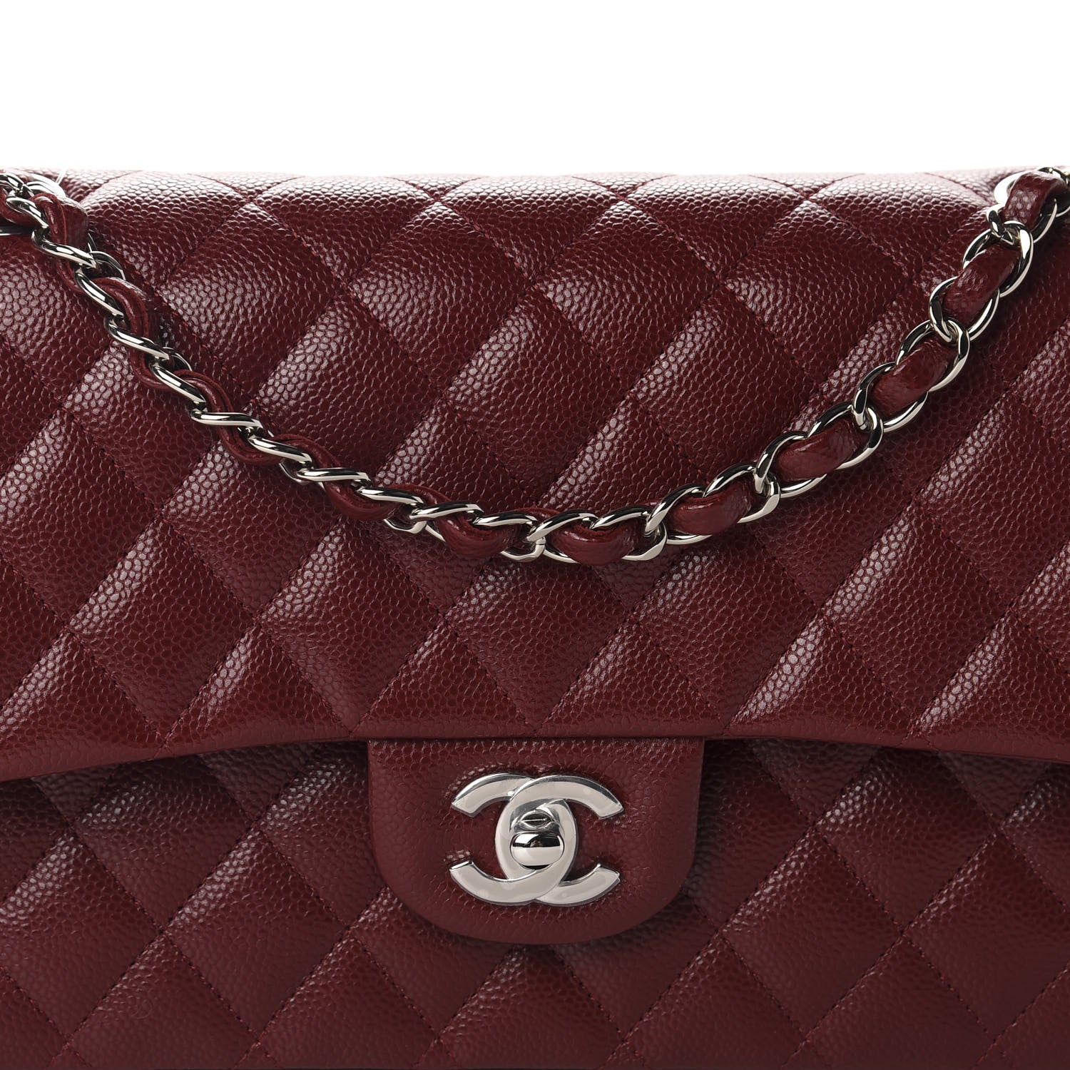 Chanel Caviar Quilted Medium Double Flap Dark Red 10 of 11