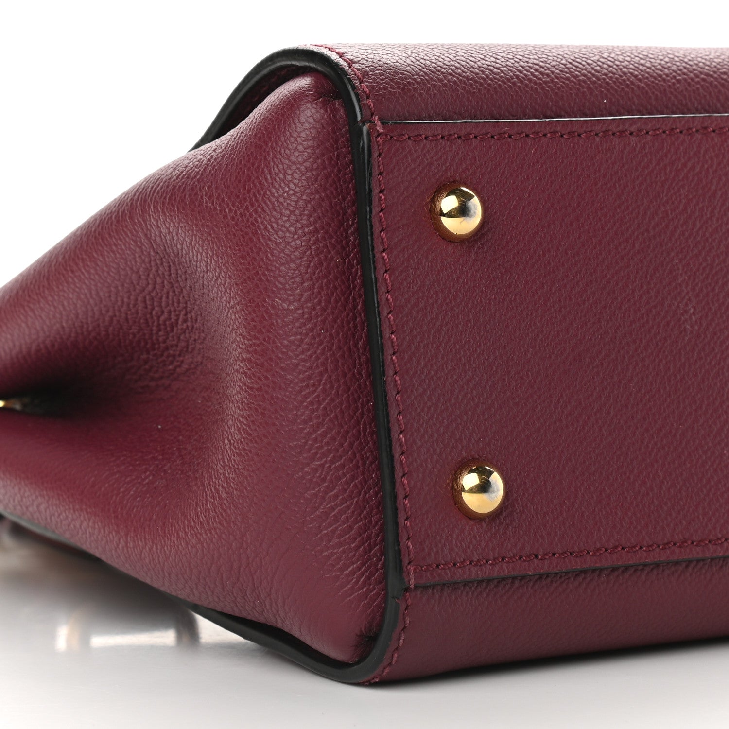 Burberry Soft Grain Calfskin Small Buckle Tote Dark Plum 13 of 33