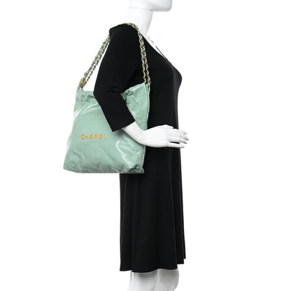 Chanel Shiny Calfskin Quilted Small Chanel 22 Light Green 2 of 11