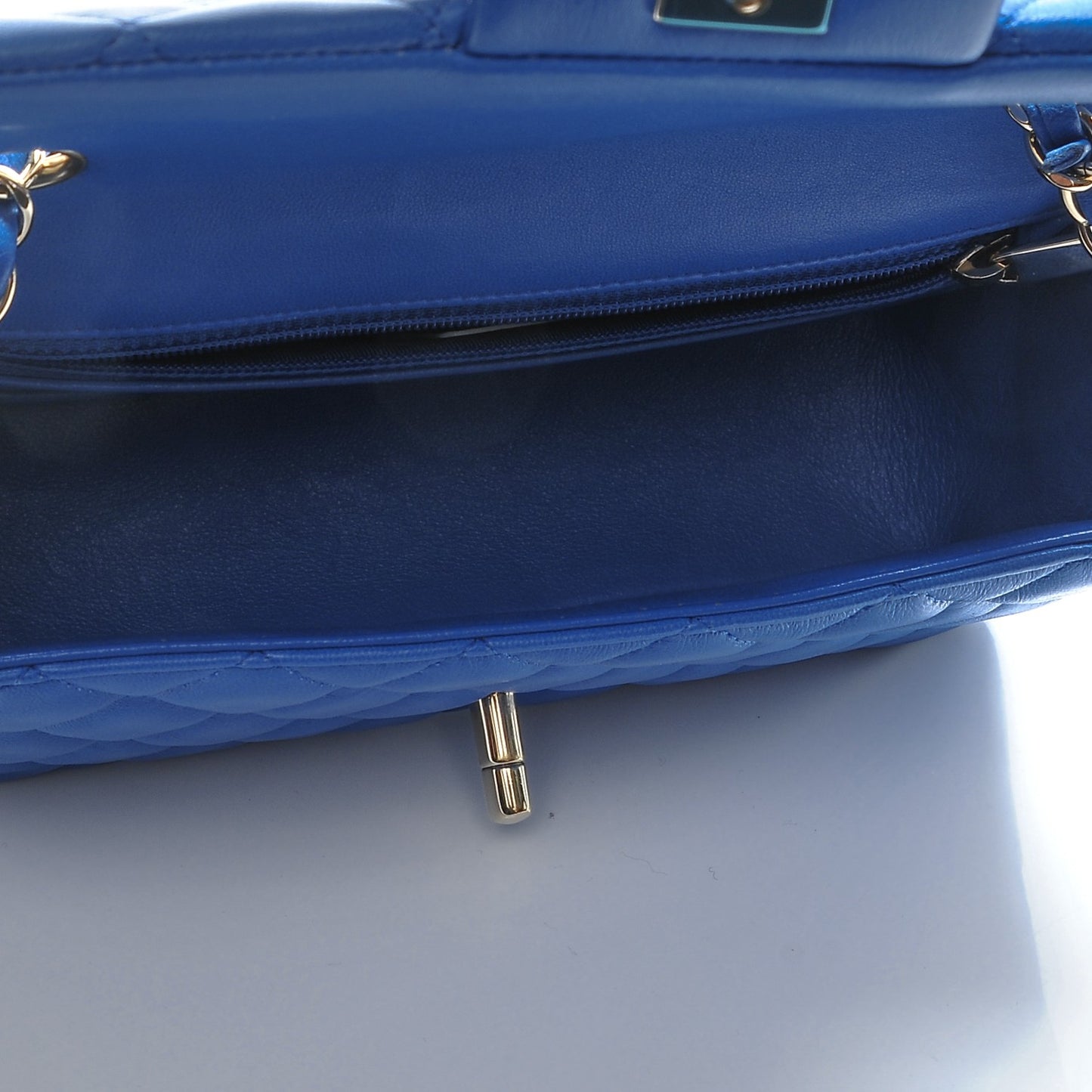Lambskin Quilted Mini Rectangular Flap Blue
