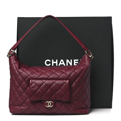 Chanel Calfskin Quilted Large Coco Mellow Hobo Burgundy 12 of 12