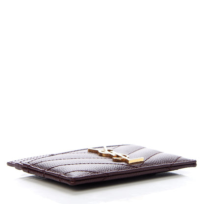 Saint Laurent Grain De Poudre Matelasse Chevron Monogram Credit Card Case Bordeaux 4 of 8