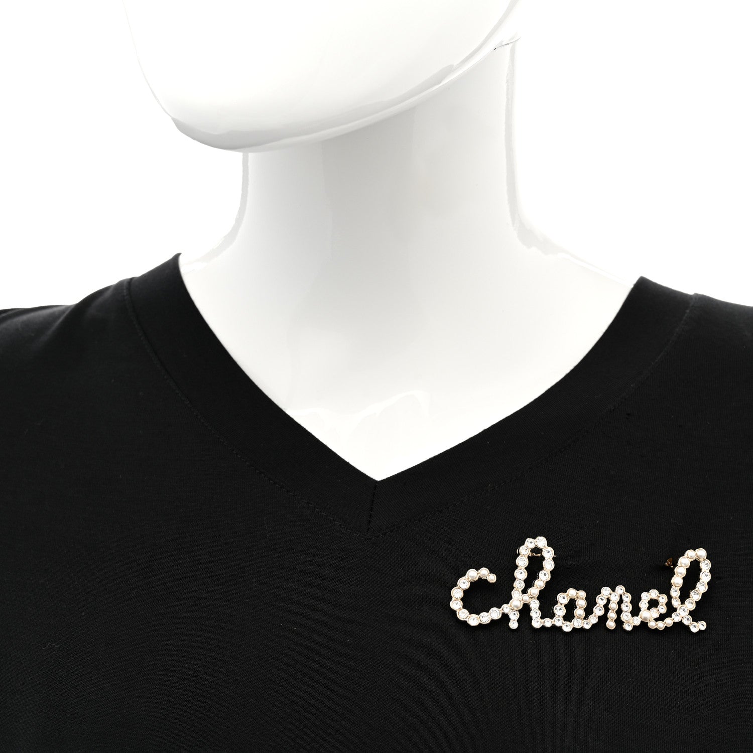 Chanel Metal Glass Swirling Pearls Brooch Pin Gold 2 of 4