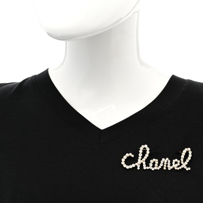 Chanel Metal Glass Swirling Pearls Brooch Pin Gold 2 of 4