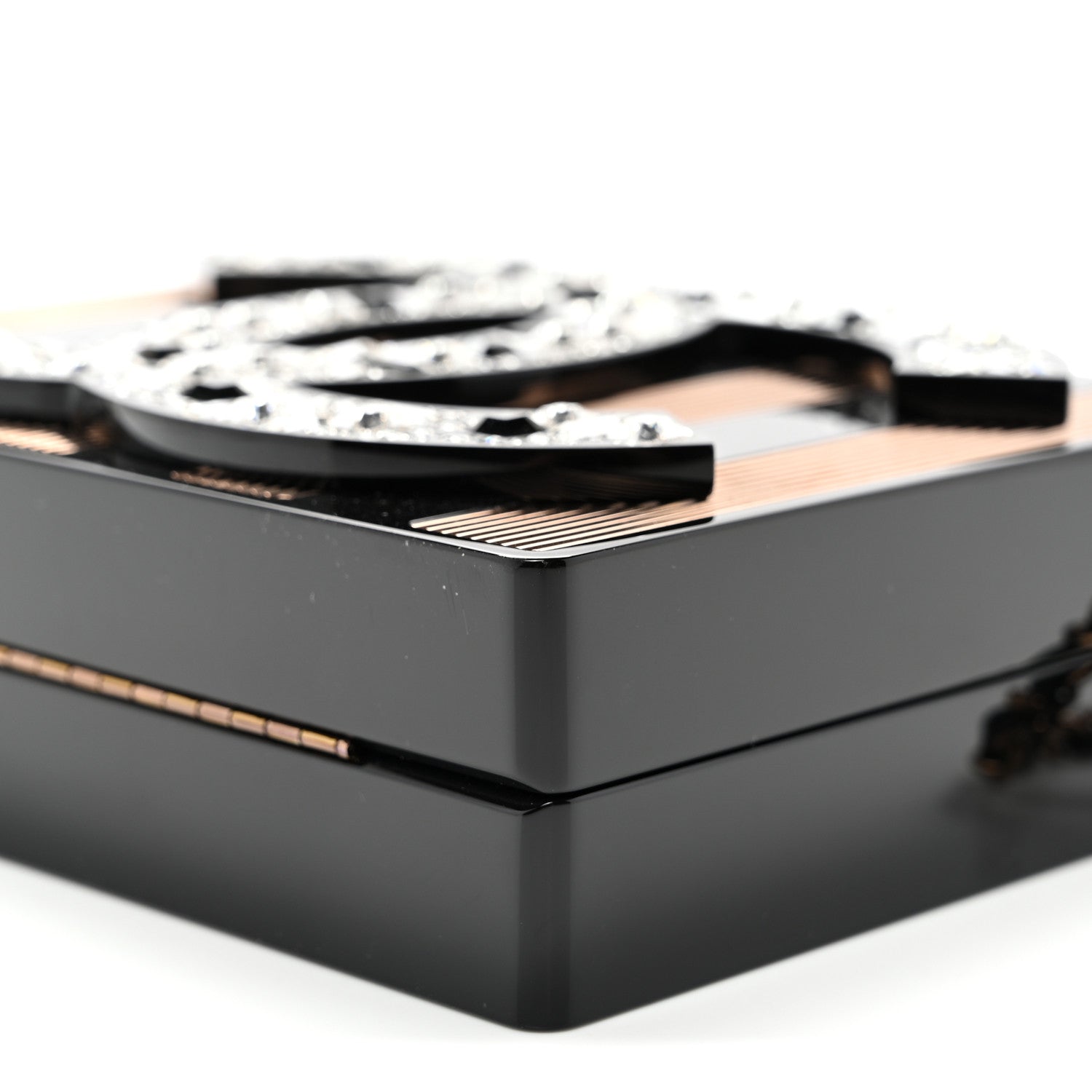 Chanel Plexiglass Crystal CC Minaudiere Clutch Black Copper 10 of 11
